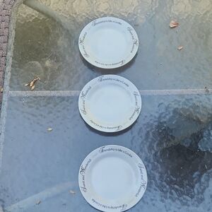 DDI Dat'l Do-It White Ceramic 8" Cookie Plates with Inspirational Text Set Of 3